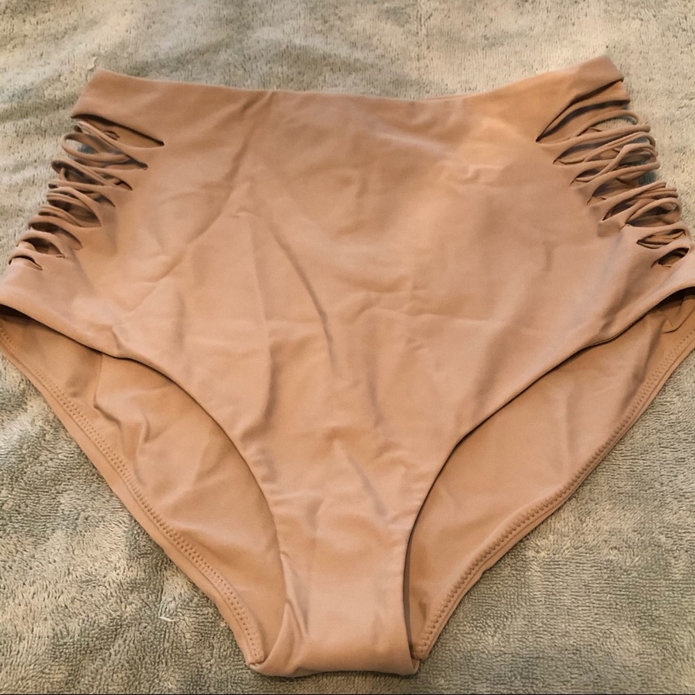 Aerie, Tan Bikini Bottom, High Rise, Side Slits